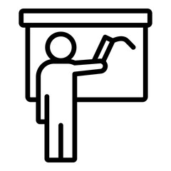 Teacher with Chalk Vector Line Icon Design