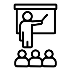 Teacher with Students Vector Line Icon Design