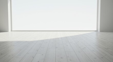 Fototapeta premium A bright open room with sunlight and a wooden floor