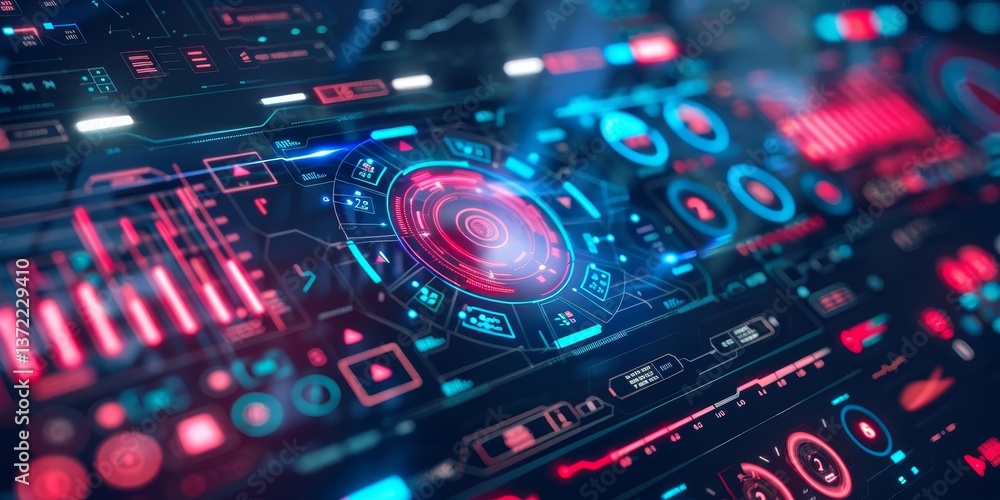 Poster chart your path to success with futuristic digital interface designs for business