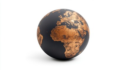 Fototapeta premium A beautiful globe showcasing Earth in elegant bronze shades. This stylized representation highlights continents with a modern twist. A creative take on our planet. Generative AI
