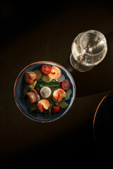 Fresh and delicious salad with meat