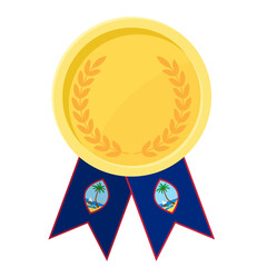 Golden award medal with Guam flag ribbons for winners