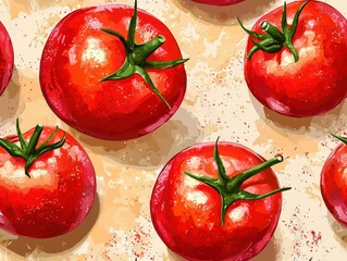 Gardinen Küche Muster  Cartoon tomato abstract background texture pattern seamless  © max79im