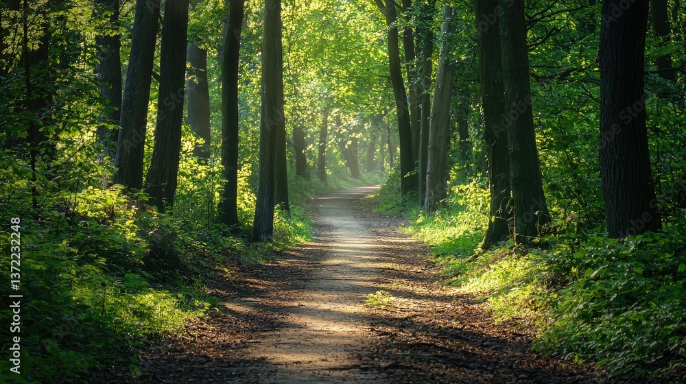 Poster Calm forest path with relaxing visuals 