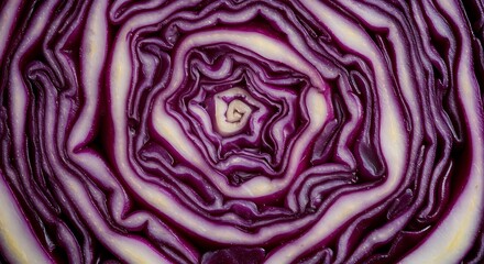 Obraz premium Inside a Red Cabbage Detailed Cross Section Showing Pattern and Texture