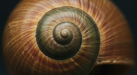 Snail Shell Spiral Close-up with Intricate Details and Warm Lighting