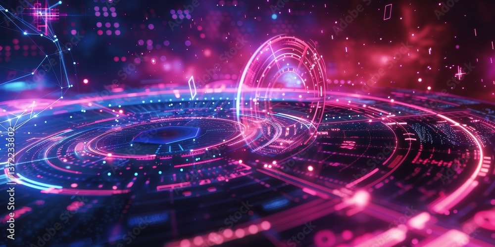 Aufkleber explore the interconnectedness of cyberspace with futuristic digital interface designs