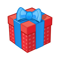 Wrapped red gift emoji with a blue bow