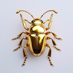 Close-Up of Metallic Beetle with Intricate Details on Light Background