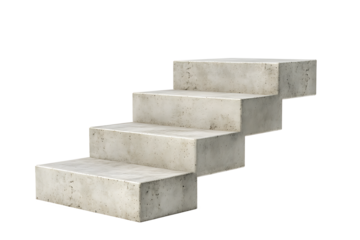 Isolated concrete steps against a black background showing the texture and geometric shape design