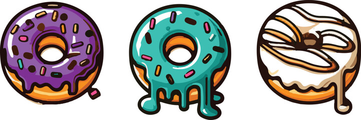 Donut vector art illustration. Donut vector icon. Donut / doughnut with chocolate frosting and sprinkles flat icon for food apps and websites.