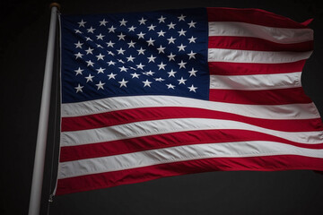 american flag on a black background