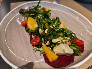 salad with vegetables and beef tongue