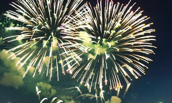 Fireworks display at night