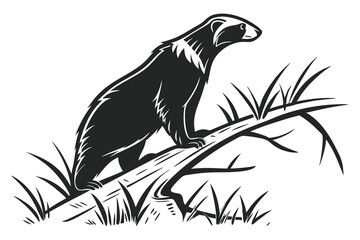 Black bear cub silhouette art, a wild nature symbol © SEAMOR