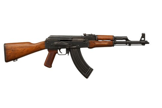 Kalashnikov assault rifle on transparent background