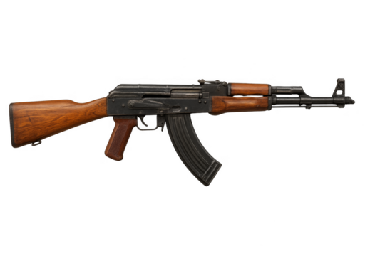 Kalashnikov assault rifle on transparent background
