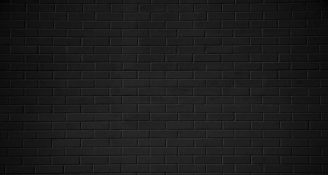 Black brick wall backgrounds, brick room, interior textured, wall background.	