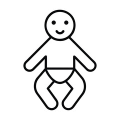 Simple Line Art Illustration of a Happy Baby