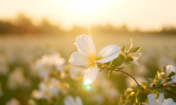 White Almond Flowers Kissed By The Sun