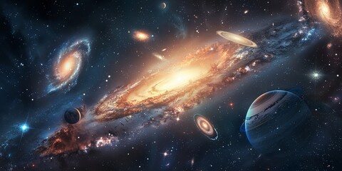 Obraz premium Experience the beauty and grandeur of the universe as captured by space telescopes that reveal the wonders of distant galaxies, stellar nurseries, and cosmic phenomena