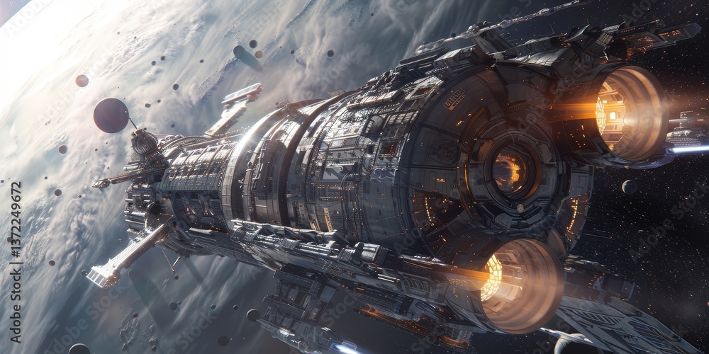 Poster experience the thrill of space travel as astronauts venture into the cosmos aboard spacecraft bound 