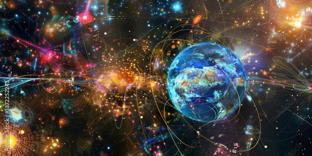 Aufkleber Computer-generated image of global communications