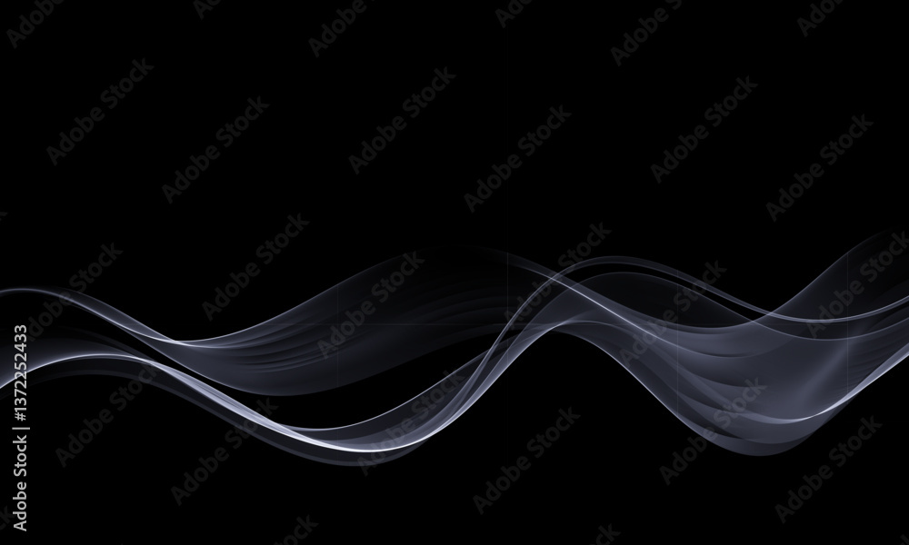 Poster modern abstract black background with bending bright wave. element for design.
