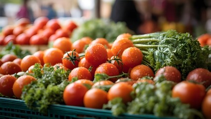 A close-up shot of fresh vegetables at a farmer&rsquo;s market