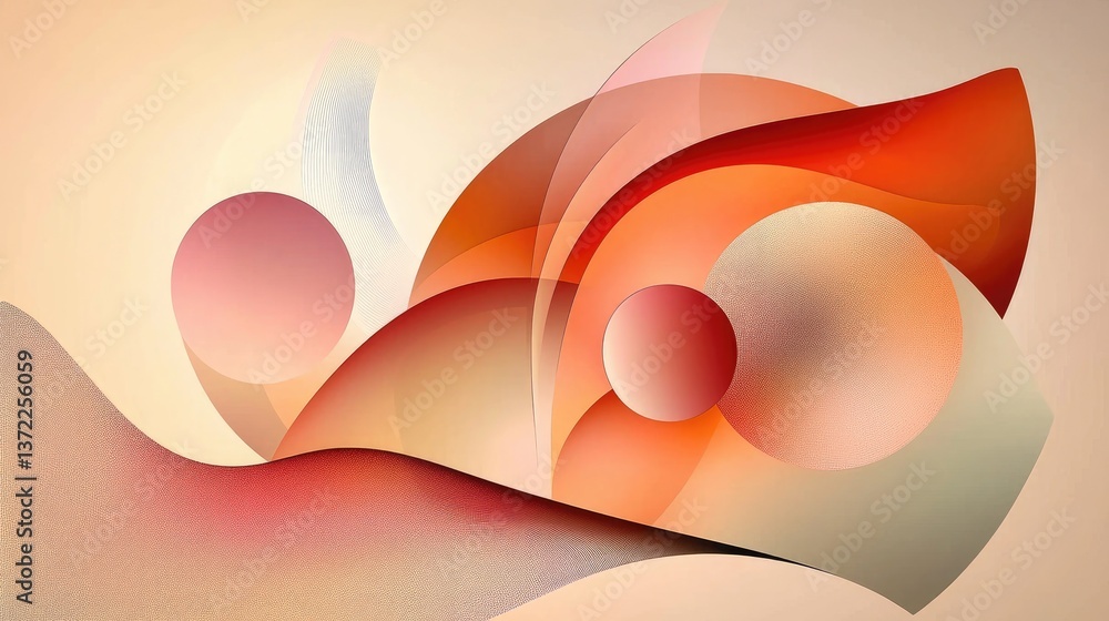 Poster elegant abstract design with deep orange fading into soft pink tones.