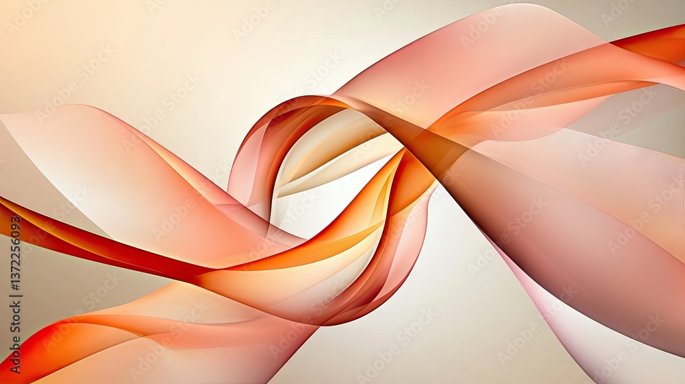 Poster elegant abstract design with deep orange fading into soft pink tones.