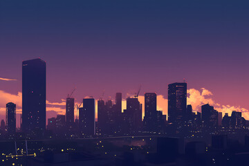 Fototapeta premium city skyline at sunset
