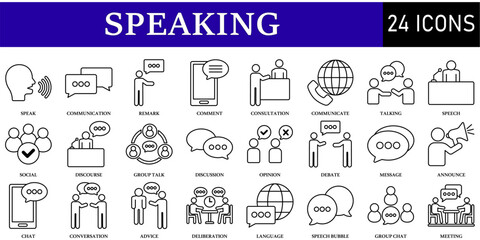 Set of Speaking Icons or symbols Vector fully editable file.