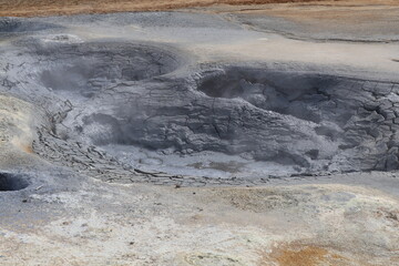 colorful soil and rock in Namaskard geothermal area in Iceland