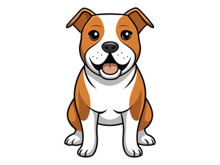 Cute cartoon dog smiling and sitting