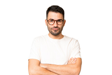 Young handsome caucasian man over isolated chroma key background feeling upset