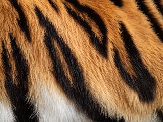 A tiger's skin is shown in close-up in its iconic striped pattern.