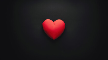 Red Heart Symbol on Black Background, Minimalist Design Representing Love and Simplicity