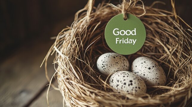 Good Friday Nest with Decorative Eggs for Easter Celebrations