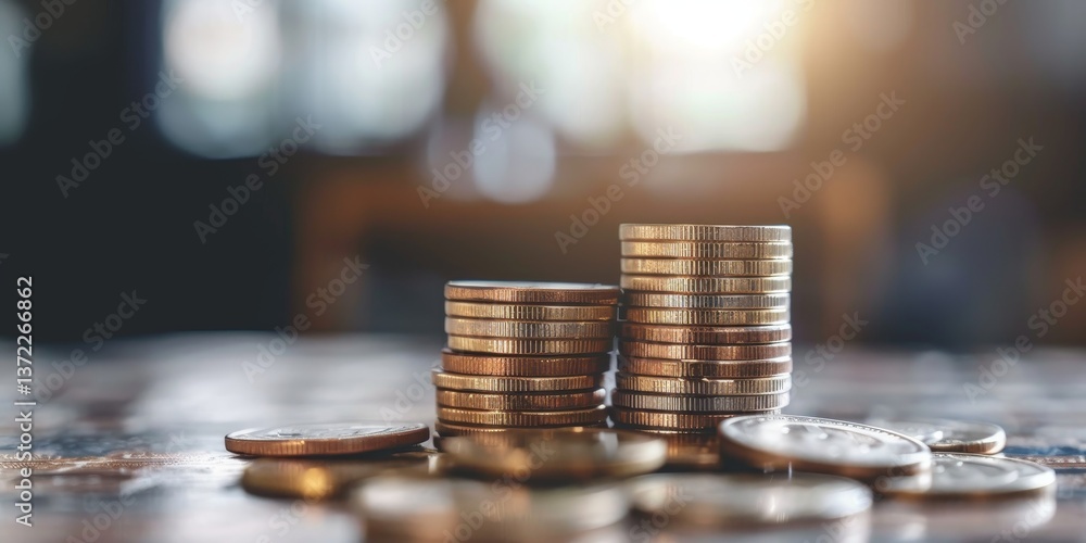 Aufkleber stack of coins representing wealth management and investment