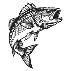 Bass Fishing Logo vector with white background
