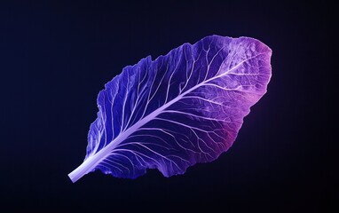 Glowing Purple and Pink Pixel Leaf Digital Art