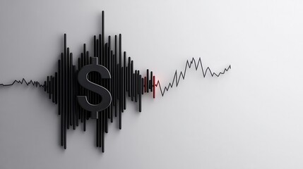 Abstract Sound Waveform with 3D Letter and Graph