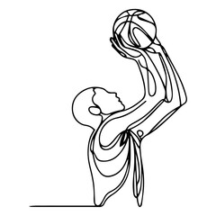vector illustration of basketball player, hook shot