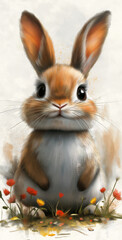 Fototapeta premium Illustration of a rabbit on a white background.
