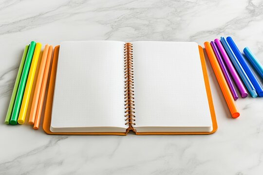 A well-organized bullet journal with bold, colorful markers and an intricate weekly layout