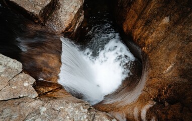 Closeup of Frothy Waterfall in Rocky Pool