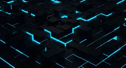 Sci-Fi Neon Corridor with Floating Lines