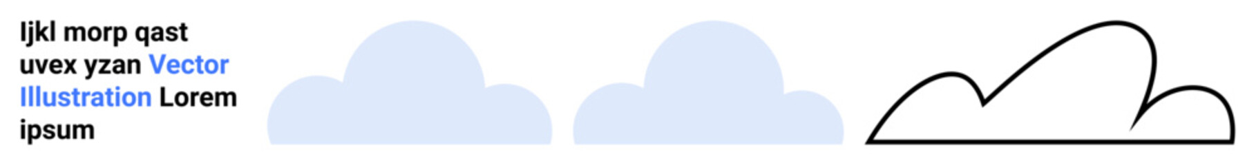 Abstract cloud shapes in soft blue and black outline styles. Ideal for design, weather, apps, branding, simplicity, minimalism, and simple landing page